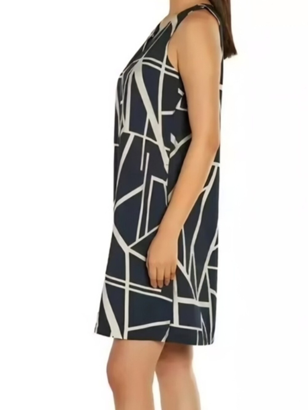 Banana Republic Navy And Cream Geometric Maxi Dress S - Picture 3 of 16